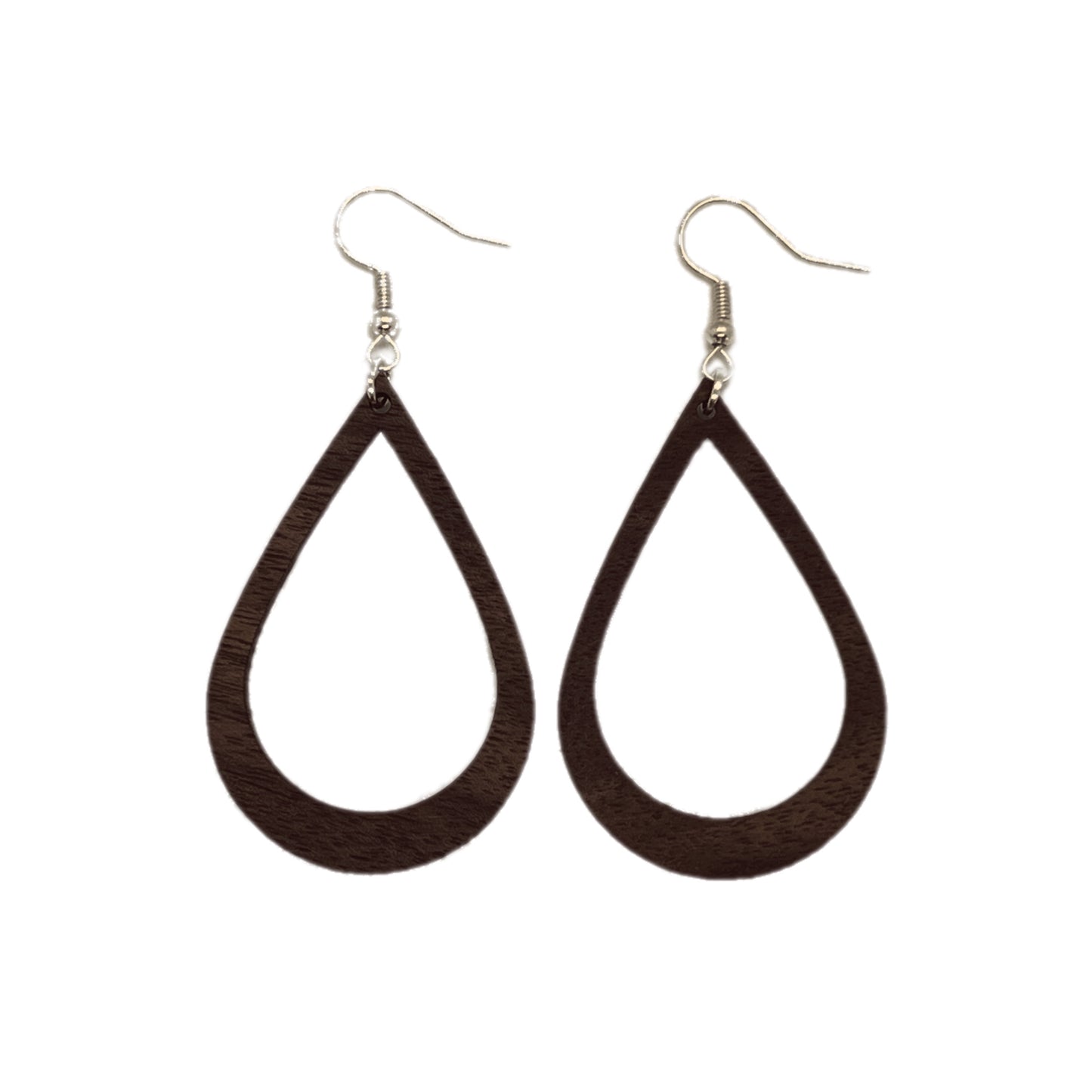 Walnut Open Teardrop Wooden Earrings