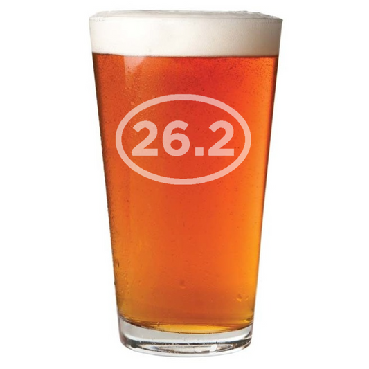 Marathon Pint Glass, 26.2 Miles, Runner, Running 16oz Beer Glass