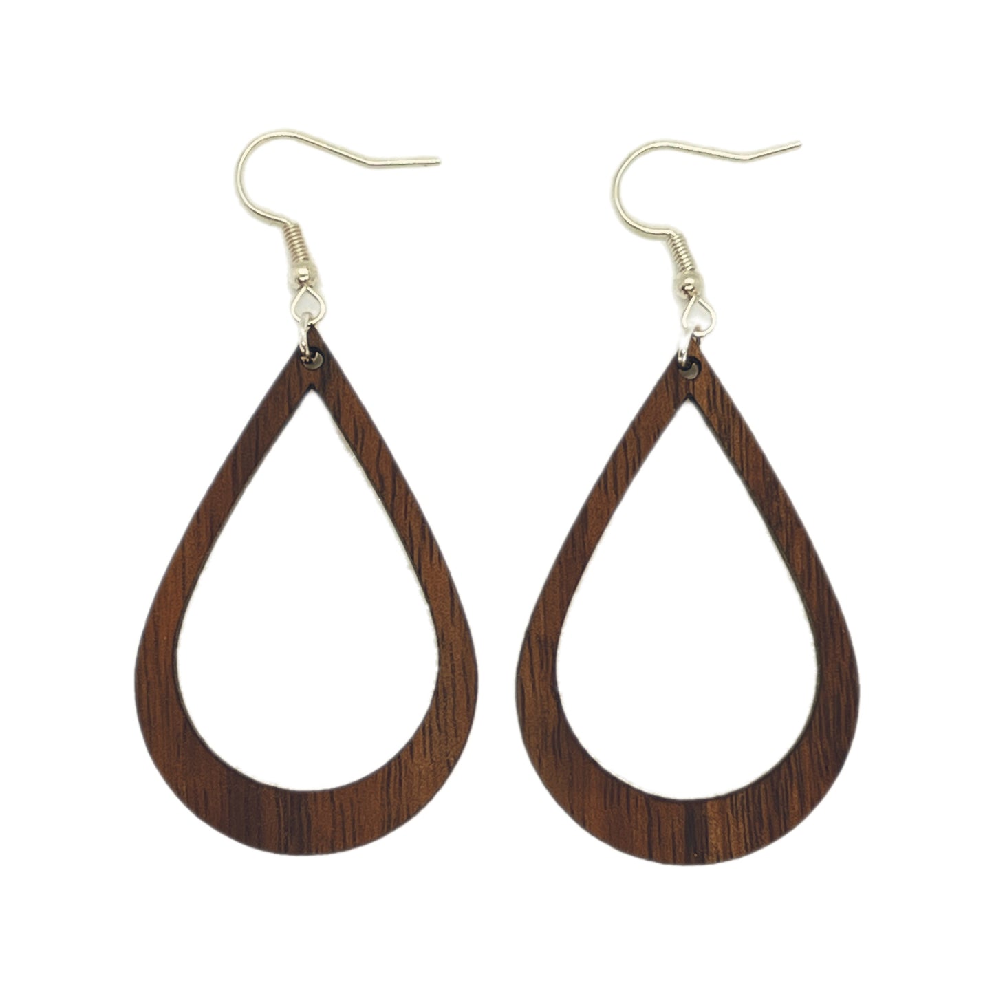 Koa Open Teardrop Wooden Earrings