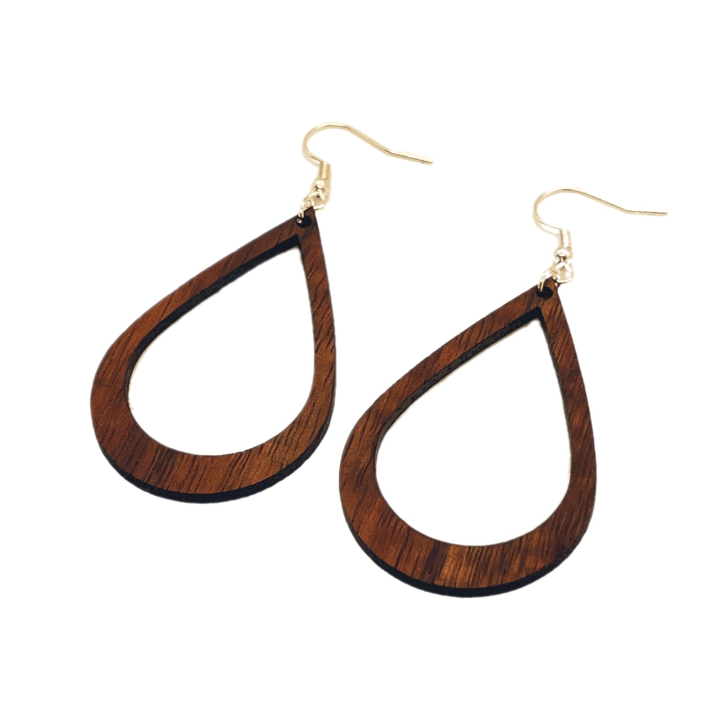 Koa Open Teardrop Wooden Earrings