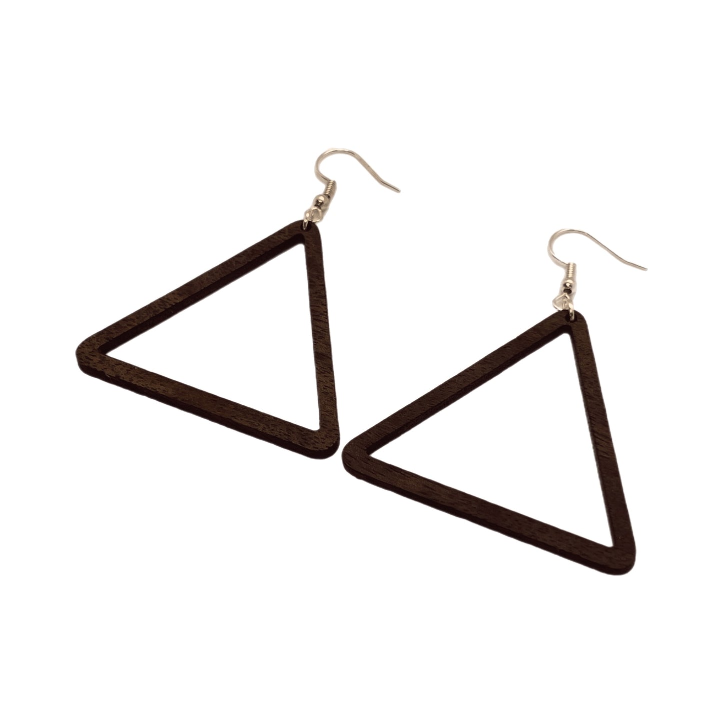 Walnut Triangle Hoop Wooden Earrings