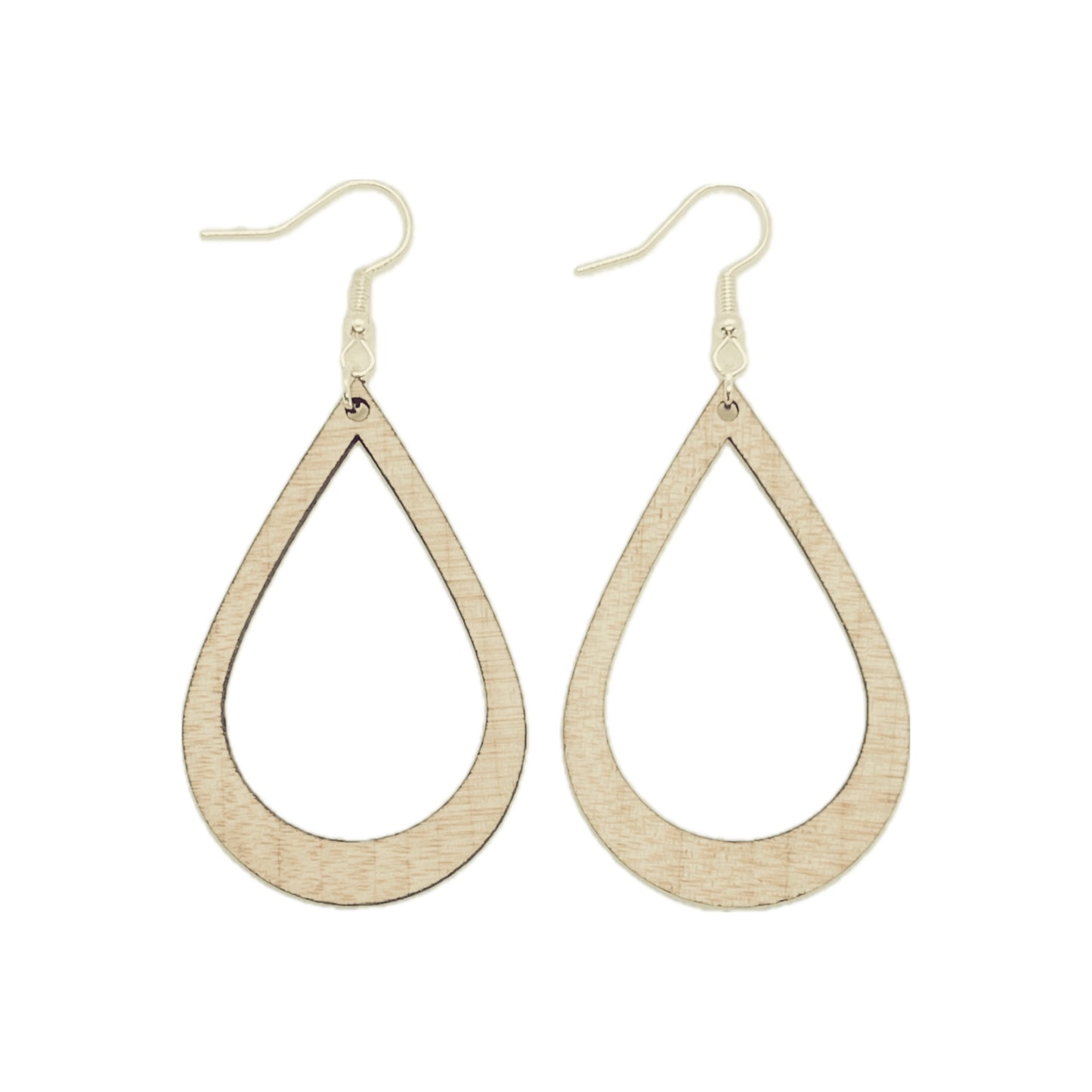 Maple Open Teardrop Wooden Earrings