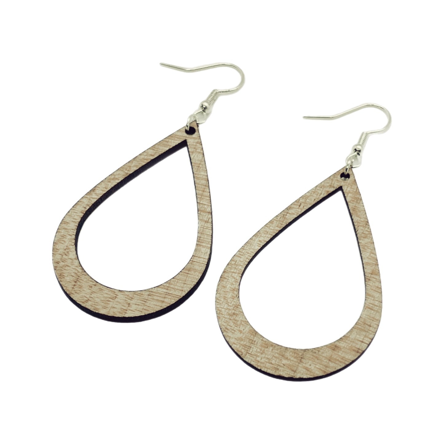 Maple Open Teardrop Wooden Earrings