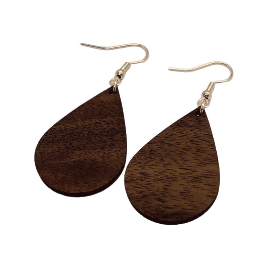 Walnut Teardrop Wooden Earrings