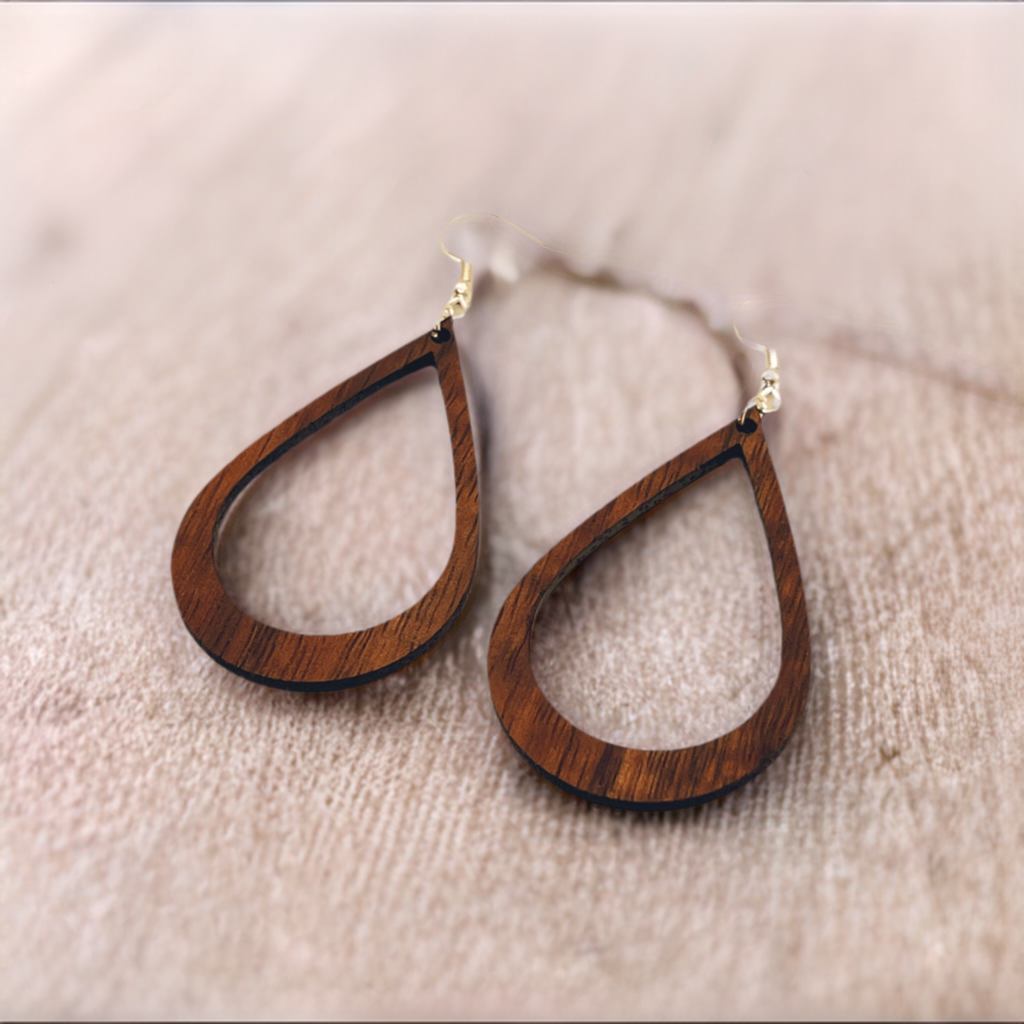 Koa teardrop earrings