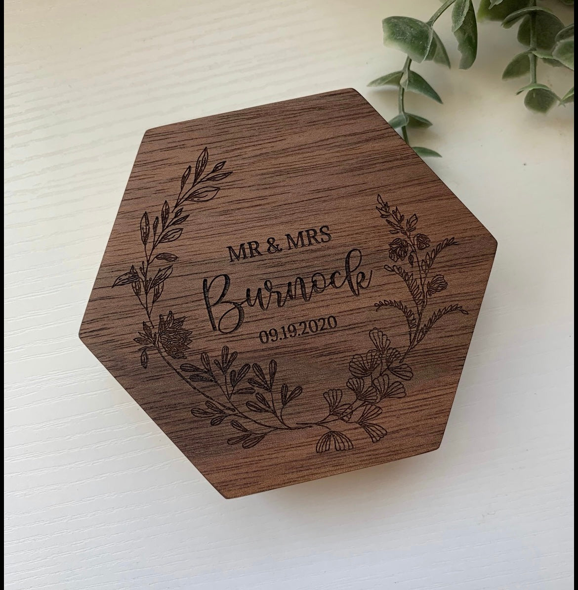 Personalized wedding ring box